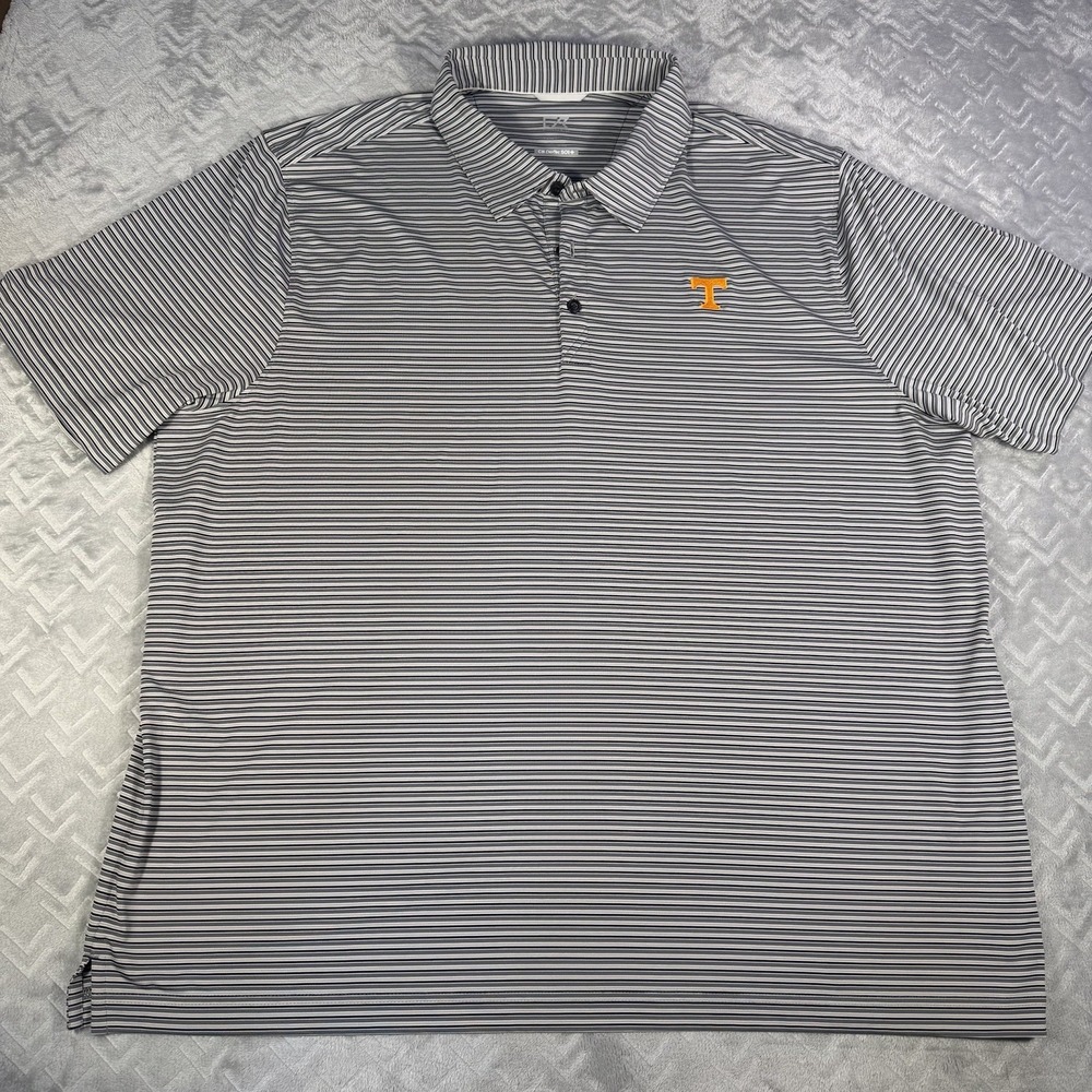 Cutter & Buck Tennessee Volunteers Mens Polo Shirt 2XL Gray Stripe Golf NCAA